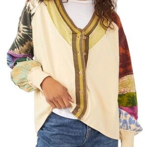 NWT XS Free People Marley Mix Print top